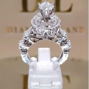 14K Gold Plated Cubic Zirconia Ring with Round Cut CZ Diamond Multi Row Ring Eternal Engagement Wedding Ring with Infinite Elements Inset（Size 7）