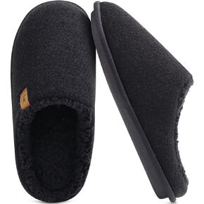 KuaiLu Mens House Memory Foam Slippers with Comfy Warm Plush Lining Felt Slip On Casual Pantuflas Mans Comfortable Bedroom Shoes Rubber Sole for Indoor&Outdoor (Mens Size 7-15)