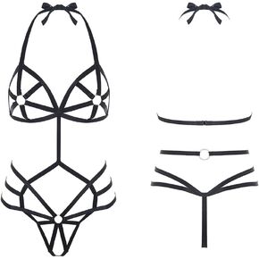 Valentines Lingerie for Women Teddy Lingerie for Women Bodysuit Strappy Lingerie