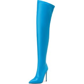 SHOWFOREST Over the Knee Boots for Women Pointed Toe Stiletto High Heel Side Zipper 4.7 Inch Fall Boots Elegant Dating Party Evening Thigh High Boots