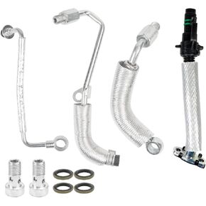 BHB 4PCS Turbo Oil Return Drain Line and Oil Feed Pipe Kit Compatible with Chevy Cruze Sonic Trax Buick Encore 1.4L Replacement For 55568031 25198546 55592600 55587854 55567067