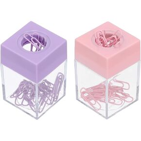 PATIKIL Magnetic Paper Clip Holder Dispenser, 2 Pcs Large Capacity Paper Clip Organizers with Magnetic Top for Desk Supplies, Office, Classroom, Home, Green