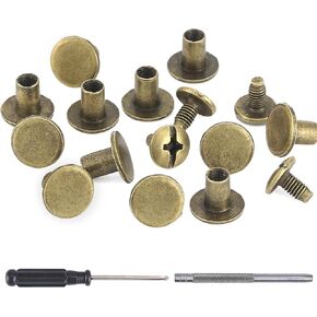 YORANYO 150 Sets 8MM Chicago Screws Leather Rivets for Fabric Chicago Binding Screws Buttons Metal Studs Rivets for Decorate and Repair Belts Bags Shoes Purse Dog Collar Leather Craft (Bronze)