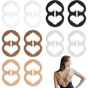 Molain 10 Pcs Bra Strap Clips, Bra Clips to Make Racerback, Anti-Slip Buckles Bra Clips for Straps, Racerback Bra Clips Conceal Straps (Black, Brown, White, Beige, Clear)