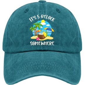 It's 5 O’Clock Somewhere Jimmy Music Buffett Sun Hat Women's Hats & Caps Cyan Blue Gifts for Dad Cycling Hat