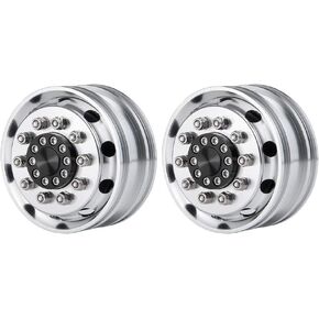 QUE-T 2pcs Metal Front Wheel Hubs Rims for 1/14 Tamiya Tractor Climbing Trailer RC Car Upgrade Parts