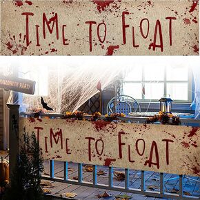 Watayo 71" x 20" Halloween Bloody Banner Yard Sign- Burlap Horror No One Leaves Banner- Scary Halloween Banner Backdrop Decoration for Haunted House Yard Outdoor Fence Garden Parties Decor