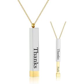 Be Kind Of A B Necklaces For Women, Inspirational Vertical Bar Square Tubes Pendant With Hidden Message Stainless Steel Band Friendship Funny Hilarious Sarcastic Jewelry Gift for Girls