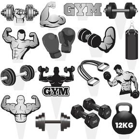 36Pcs Gym Party Cupcake Toppers Gym Workout Cupcake Toppers Sticks Weight Lifting Birthday Party Decorations for Cross Fit Fitness Theme Baby Shower Supplies