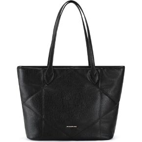 Missnine Top Zip Tote Bag for Women Quilted Purse Vegan Leather Top Handle Handbags Large Shoulder Bag Work Shop Travel