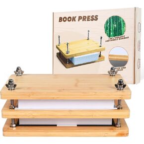 مكبس الكتب الخشبي والخيزران - لوازم تجليد الكتب المحمولة، مجموعة تجليد الكتب للمبتدئين (11.8 × 7.9 بوصة) in Kuwait