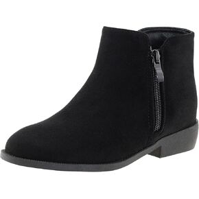 LseLom Girls Ankle Boots Low Heel Side Zipper Fall Winter Booties Outdoor Shoes for Little Kids/Big Kids