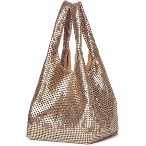 Extra Small Evening Bag Metallic Mesh Clutch Wristlet Purses for Women Formal Evening Pouch Bag Chic Party Handbag