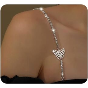 2Pcs Rhinestone Bra Straps,Sexy Rhinestones Bra Shoulder Chain,Crystal Lingerie Straps Jewelry,Wedding Bridal Rhinestone Underwear Chain for Women in Kuwait