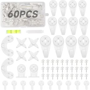 COVITKAN 50 PCS Picture Hangers Hanging Kit, Heavy Duty Hooks for Stucco/Concrete/Hard Walls Without Drilling, Invisible Nail&25 LBS Weight Load