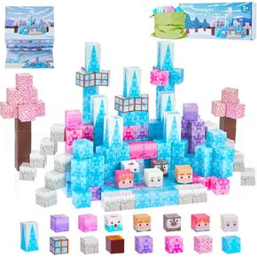 Magnetic Block Set - 110 Pcs Magnetic Building Blocks - Magnet Princess Magic Ice World, Magnetic Tiles, Magnetic Toys, Magnetic Building Cubes, STEM Building Game & Sensory Gift for Kids ages 4+