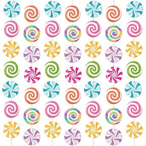 Capoda 8 Pieces Candy Party Decorations Candyland Paper Garlands Candy Paper Cutouts Lollipop Garland Banner Sweet Hanging Decor for Birthday Theme Party Supplies