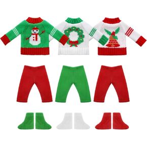 Bencailor 9 Pcs Christmas Elf Doll Clothes 11.5 Inch Elf Outfit Accessories Set Elf Doll Clothing for Winter Doll Gifts Accessories (Padded Style)