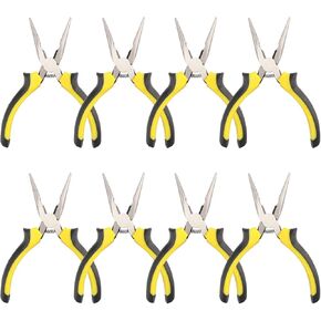 8 Packs 6 Inch Long Needle Nose Pliers with Wire Cutter, Small Needle Nose Pliers Bulk for Electricians, Grips Small Parts, Bend Wire, Electronics Repair, Jewelry Making Tools, etc, by GENHAKON