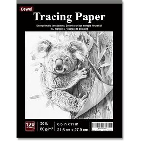 Tracing Paper for Drawing, 8.5"x11 Trace Paper, 120 Sheets (38 lb/ 60 GSM) Translucent Vellum Paper, Tracing Paper Pad for Sketching, Drawing, Overlaying Images.