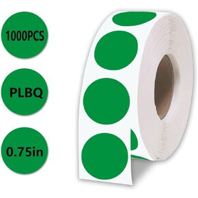 3/4" Coding Label Color Circle Dot Sticker 0.75 inch Round Self Adhesive Thermal Sticker Dots for Office, Student Classroom (1000pcs, Light Green Color)