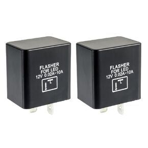 CF12 12V 0.02A-10A 2-Pin Automatic Electronic LED Flasher Relay Fix for Motorcycle Turn Signal Light Bulbs Fast Hyper Flash 2Pack