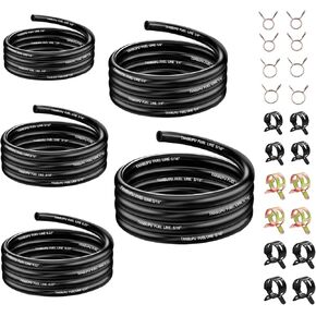 3.3Ft 5 Sizes-1/8" 3/16" 0.22" 1/4" 5/16" ID Fuel Line with 50Pcs Clamps Gas Tube Hose Compatible with Kawasaki EZGO Snowmobile Tractors Golf Cart ATV Motorcycle Small Engines Lawn Mowers