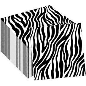 40Pcs Zebra Print Party Napkins Zebra Print Theme Party Paper Napkins Disposable Party Napkins Set Zebra Print Paper Luncheon Napkins Safari Zebra Print Theme Party Supplies