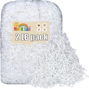 Mood Lab Crinkle Cut Paper Shred Filler - 2 LB White - Shredded Cut Paper for Basket Filling - Gift Box Kraft Wrapping Paper