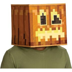 Disguise Jack O'Lantern Block Head Mask, Offiical Minecraft Glow in the Dark Blockhead Costume Accessory, Unisize 8+