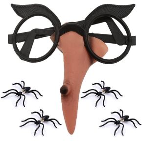 Glasses Witch Nose Glasses With 3D Creepy Black Spider Fun Decorative Party Makeup Costume Props Witch Ball Performance Party DIY Decoration