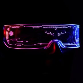 LED Glasses Futuristic Neon Sunglasses with Double 7 Colors & 4 Modes Cyberpunk Glasses for Rave Parties and Cosplay