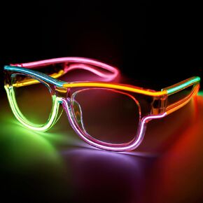 LED Glasses Multi-Color (8 Colors) Light Up Glasses w/o Wires Neon Glow Glasses for KTV, EDM, Rave Parties and Cosplay