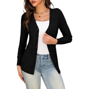 Othyroce Women's Cardigan V Neck Button Down Long Sleeve Knit Open Front Sweater Cropped Cardigans