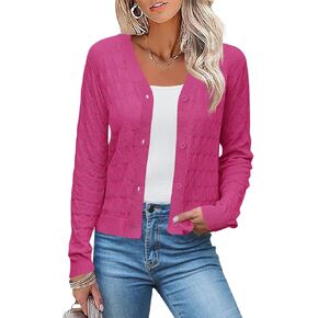 LOMON Cardigan for Women Lightweight Button Down Crochet Knit V Neck Cardigan Sweater
