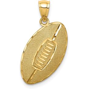 Solid 14k Yellow Gold Men's Football Pendant Charm