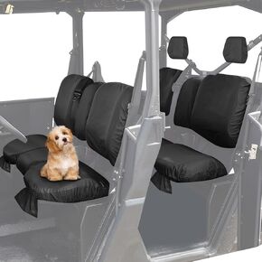 StarknightMT UTV Defender Seat Covers, 1680D Waterproof Seat Cover Compatible with 2017-2024 Can Am Defender MAX w/Storage Pockets Split Bench Seat Cover Defender Accessories(Black)