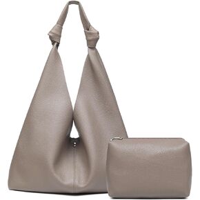 Vegan Leather Hobo Purses set, Slouchy Shoulder Bag Knotted Hobo Bags for Women with a small purse