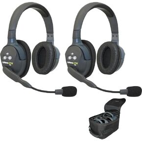 Eartec UL2D UltraLITE Full Duplex Wireless Intercom 2 Way Communication System for 2 Users - 1 ULDM Dual-Ear Master Headset and 1 ULDR Dual Ear Remote Headset