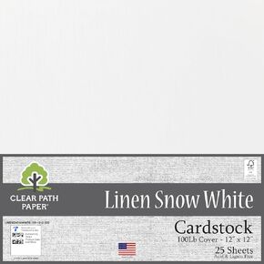 Clear Path Paper Linen Eggshell White Cardstock - 4 x 4 inch - 100Lb Cover - 50 Sheets