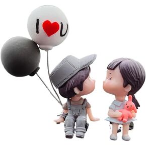 Gery Resin Cartoon Couple Car Decoration Dashboard Car Interior Couple Ornament,Car Interior Couple Figure Cute Couple Mini Figure Statue Kiss Couple Doll Ornaments Car Home Office Desktop Ornaments