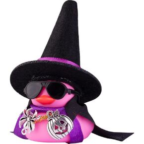 Car Rubber Duck Ornaments Halloween Duck Car Dashboard Decorations with Mini Witch Hat Sunglasses Necklace Halloween Accessories for Halloween Themed Gifts(V10)