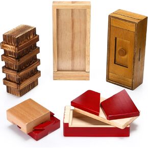 Hanaive 5 Pack Puzzle Gift Box Wooden Secret Money Puzzle Box with Hidden Compartments Ideal Money Box 3D Wood Lock Box Difficult Cash Gifts for Adults Teens(Vivid Style)