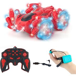 Gesture Sensing RC Stunt Car,360°Spins Double Sided Hand Controlled RC Car Glove Controlled Twist Remote Control Car with Lights Music Birthday Gifts Toys for Boys Age 6 7 8 9 10 11 12