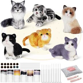 Needle Felting Kit,6Pieces Doll Making Wool Needle Felting Starter Kit with Instruction,Felting Foam Mat and DIY Needle Felting Supply for DIY Craft Animal Home Decoration Birthday Gift