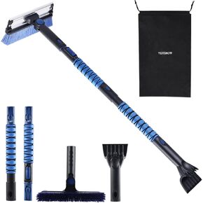 Snow Brush and Ice Scraper for Car Windshield Extendable Snow Removal Winter Tools 3 in 1 with Broom Foam Grip for Trucks Vehicle SUV