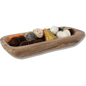 Wood Dough Bowl,Hand Carved Decorative Bowls for Decor Rustic Wooden Dough Bowls Decorative Wooden Dough Bowl for Table Centerpiece Dining Living Room Home Kitchen Decor (Length-17.15 inch)