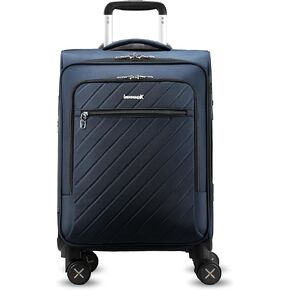 LUGGEX Soft Sided Carry On Luggage - 20 Inch Expandable Suitcase with Spinner Wheels, Front Laptop Compartment - Lightweight Luggage Rolling Suitcase for Travel, Business (Blue)