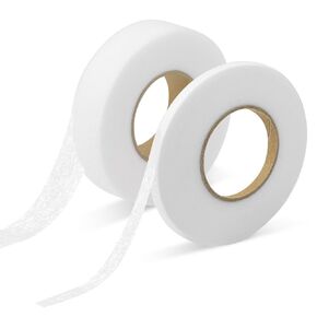 2 Rolls 140 Yard Hemming Tape for Pants, No Sew No Iron, 1.0 & 2.5cm Width Iron-On Hemming Tape Stitch Witch for Curtains/Clothes/Dresses, Double Sided Fabric Hem Tape Stitch-Witchery (White)