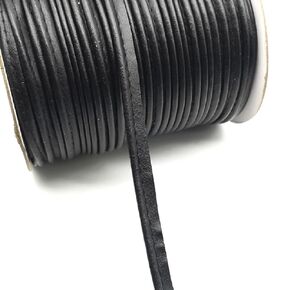 Yalulu 50 Yards PU Leather Edge Sewing Ribbon, Single Fold Piping Bias Tape Binding Lip Cord, Continuous Bulk Spool for Apparel Sewing Decorating (Black)